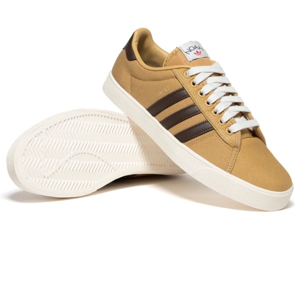 adidas gazelle silver green womens Adidas x Noah Adria Collab Sneakers in Golden Beige Tan Brown Shoes   Kelsid Closet